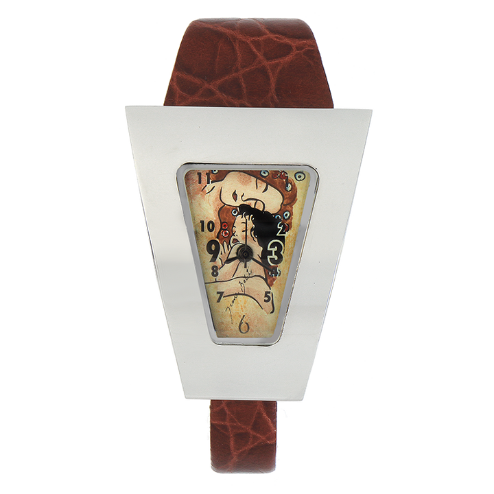 Artistic Stainless Steel Women's Watch with Leather Strap | KLIMT'S MOTHER AND CHILD