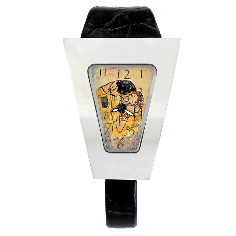 Artistic Stainless Steel Women's Watch with Leather Strap | THE KISS OF KLIMT