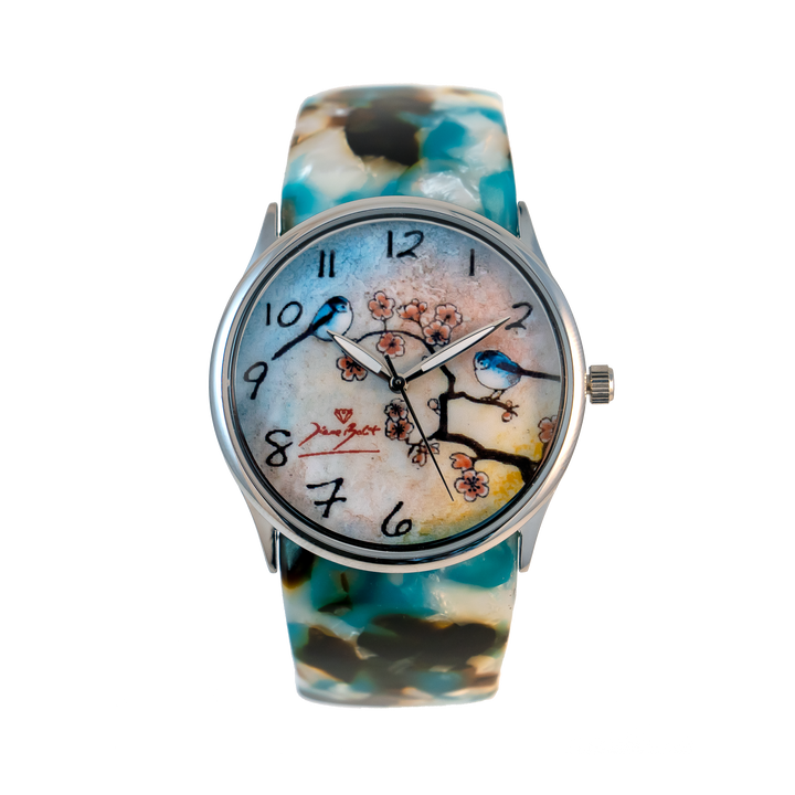 Montre femme fashion bracelet acrylique | CERISIER OISEAUX