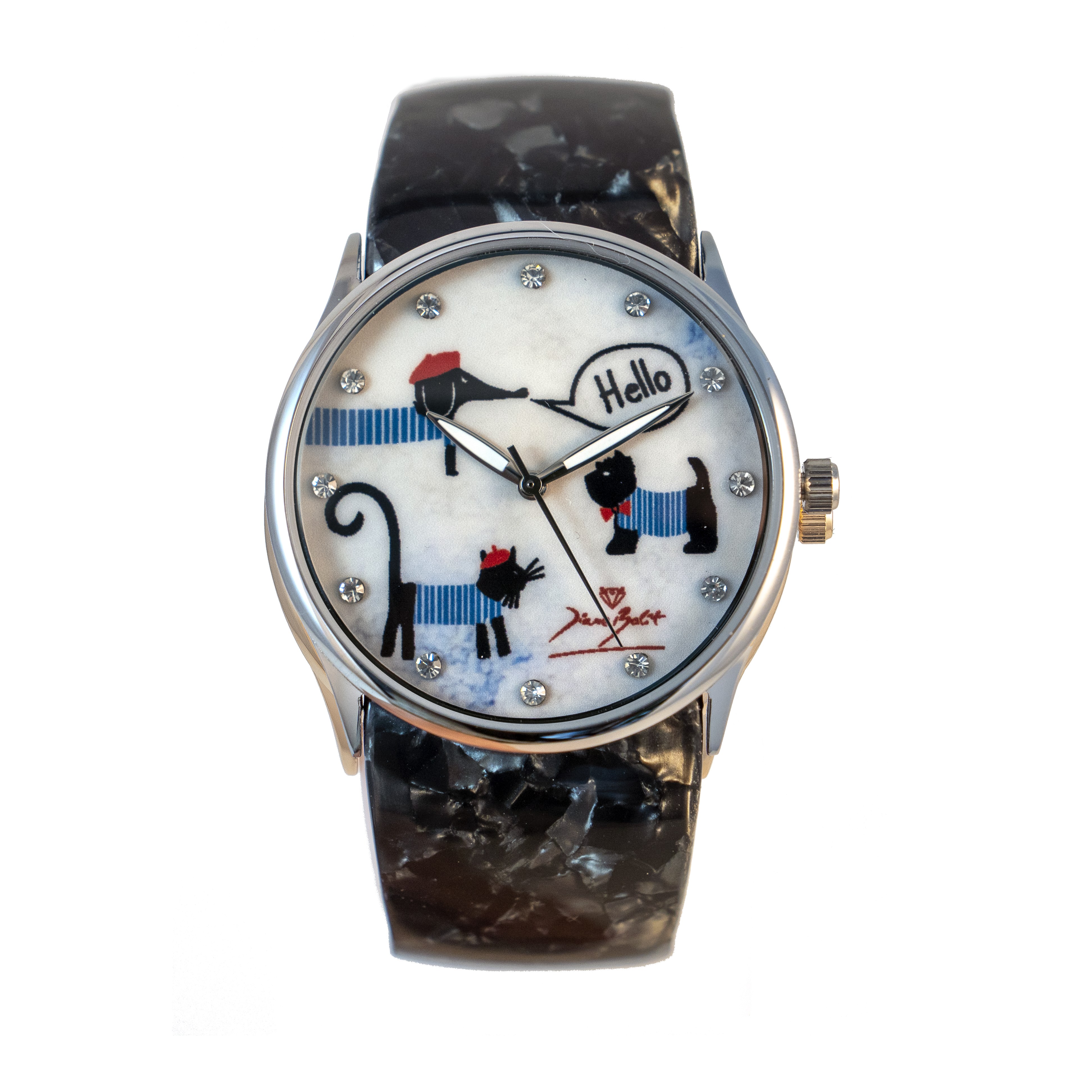 Montre femme fashion bracelet acrylique | CHAT CHIEN HELLO