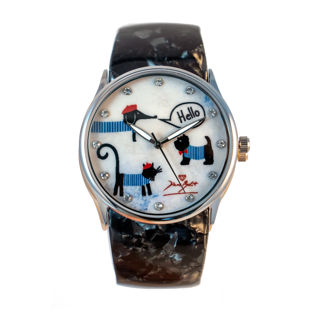 Montre femme fashion bracelet acrylique | CHAT CHIEN HELLO