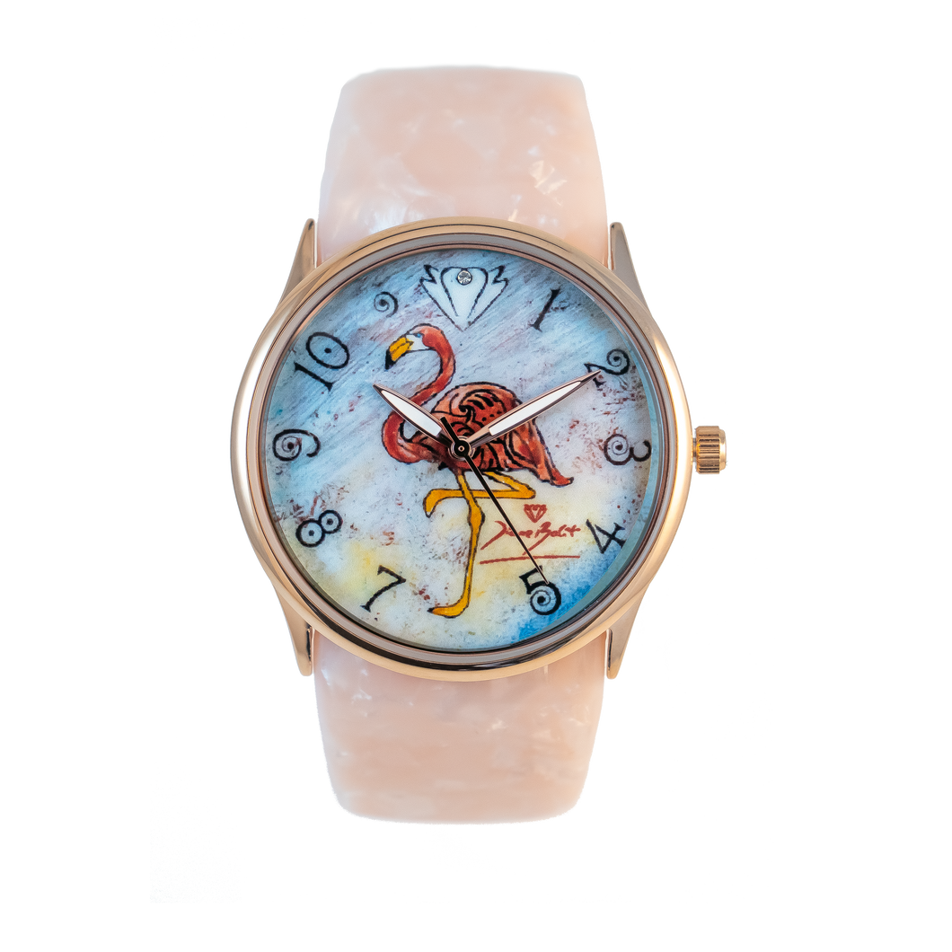 Montre femme fashion bracelet acrylique | FLAMANT ROSE