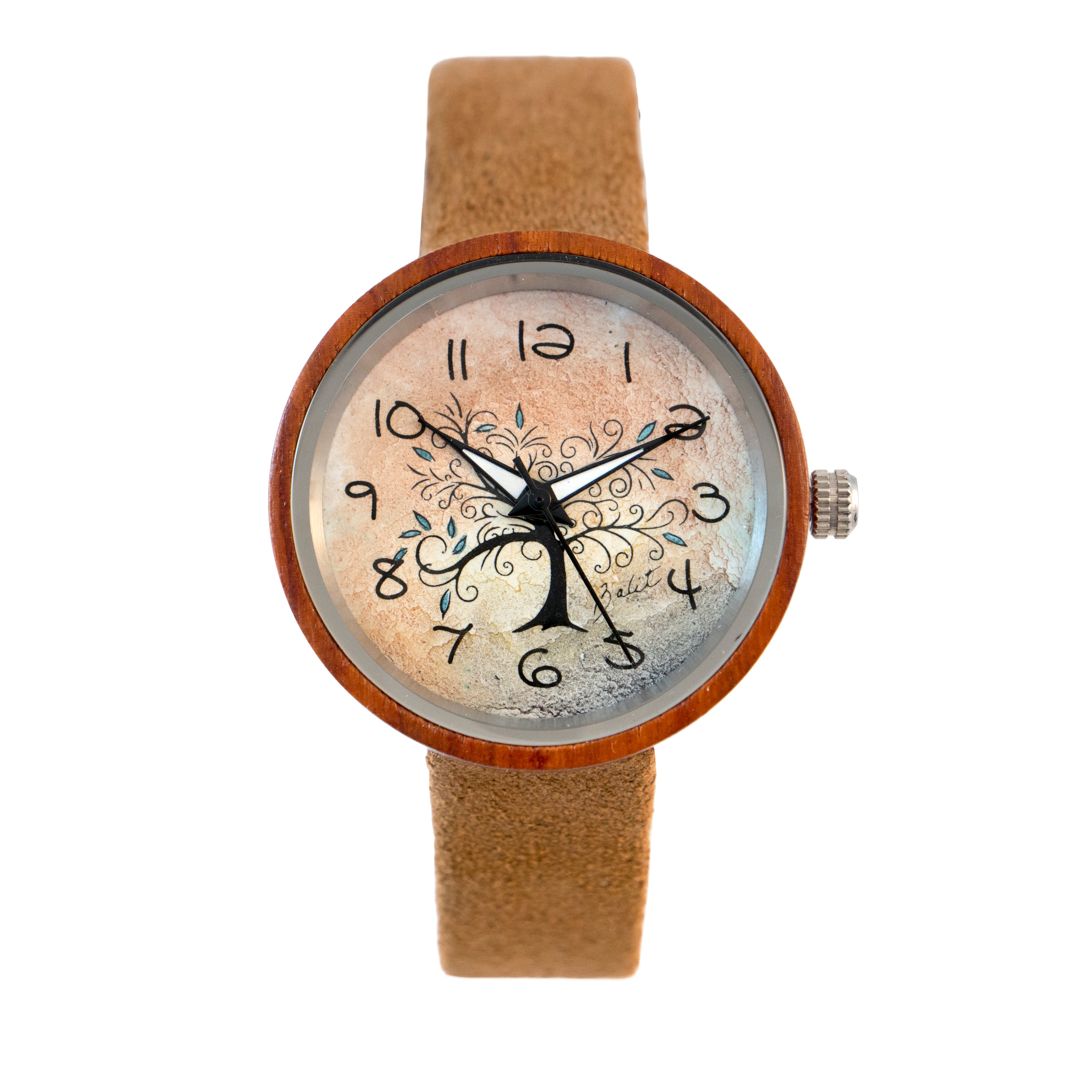 Montre femme bois exotique nature | ARBRE DE VIE AVEC FEUILLES