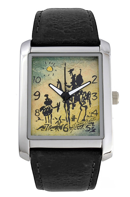 Artistic steel men's watch with leather strap | DON QUIXOTE