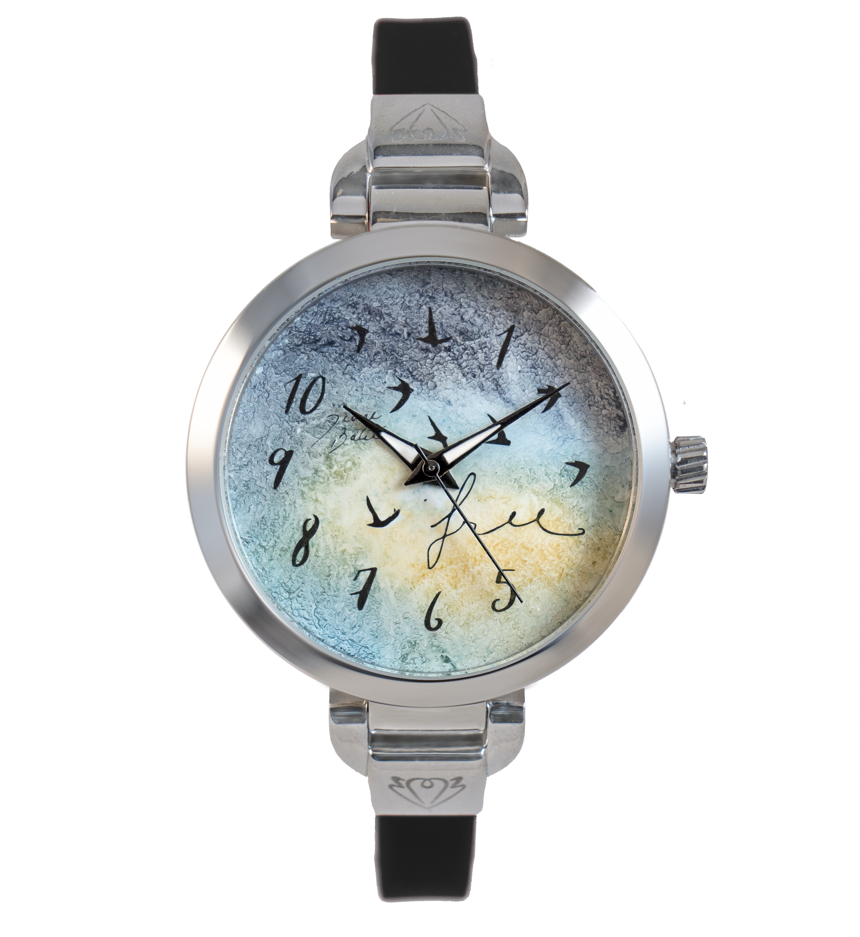 Montre femme fait à la main acier mince bracelet silicone | FREE