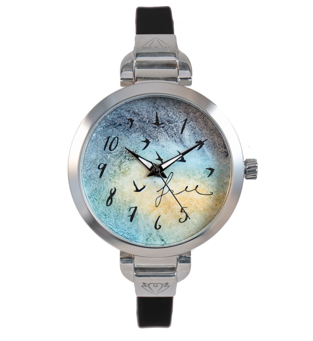 Montre femme fait à la main acier mince bracelet silicone | FREE