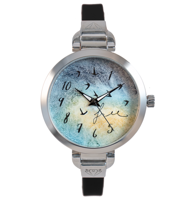 Montre femme fait à la main acier mince bracelet silicone | FREE