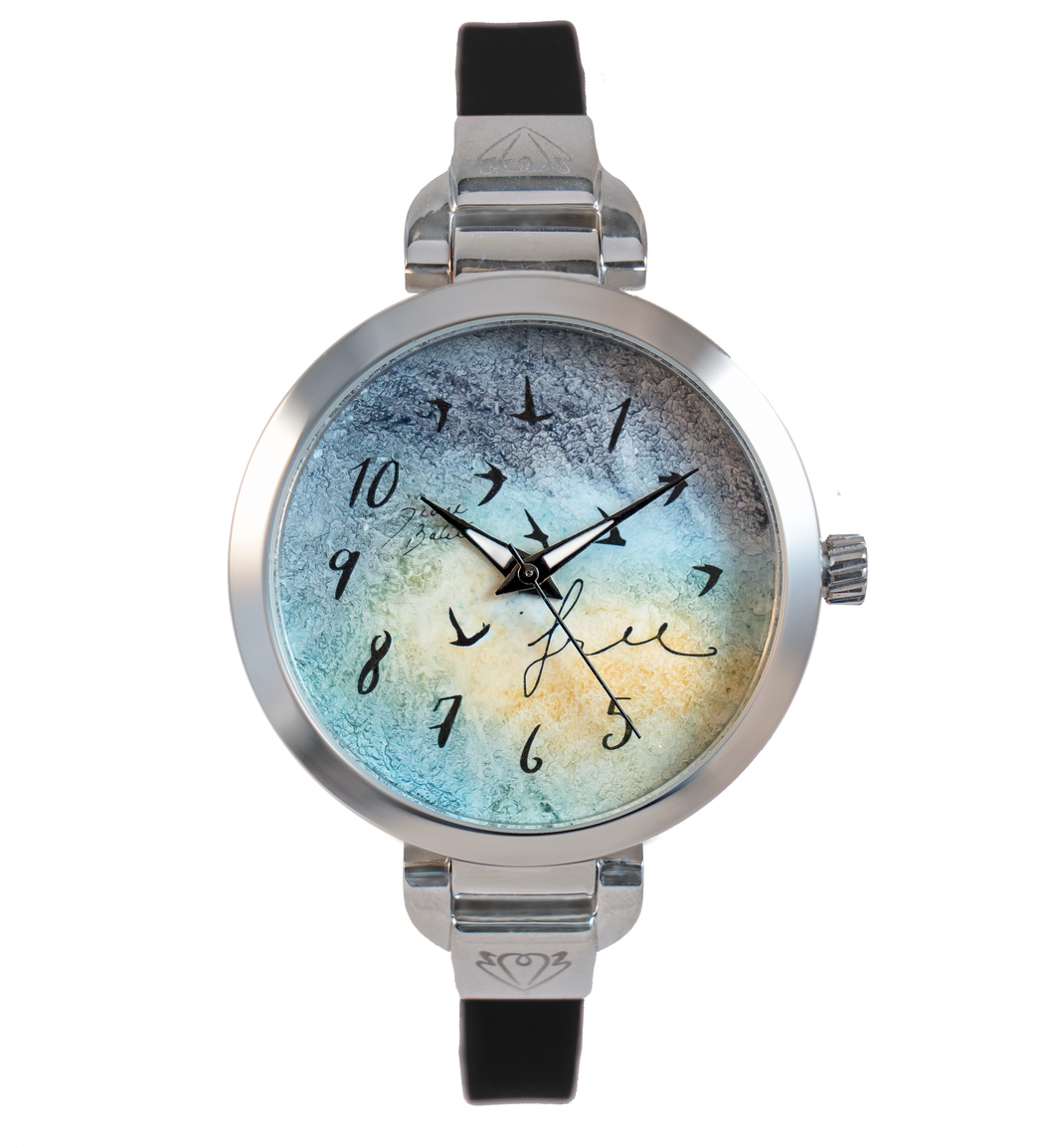 Montre femme fait à la main acier mince bracelet silicone | FREE