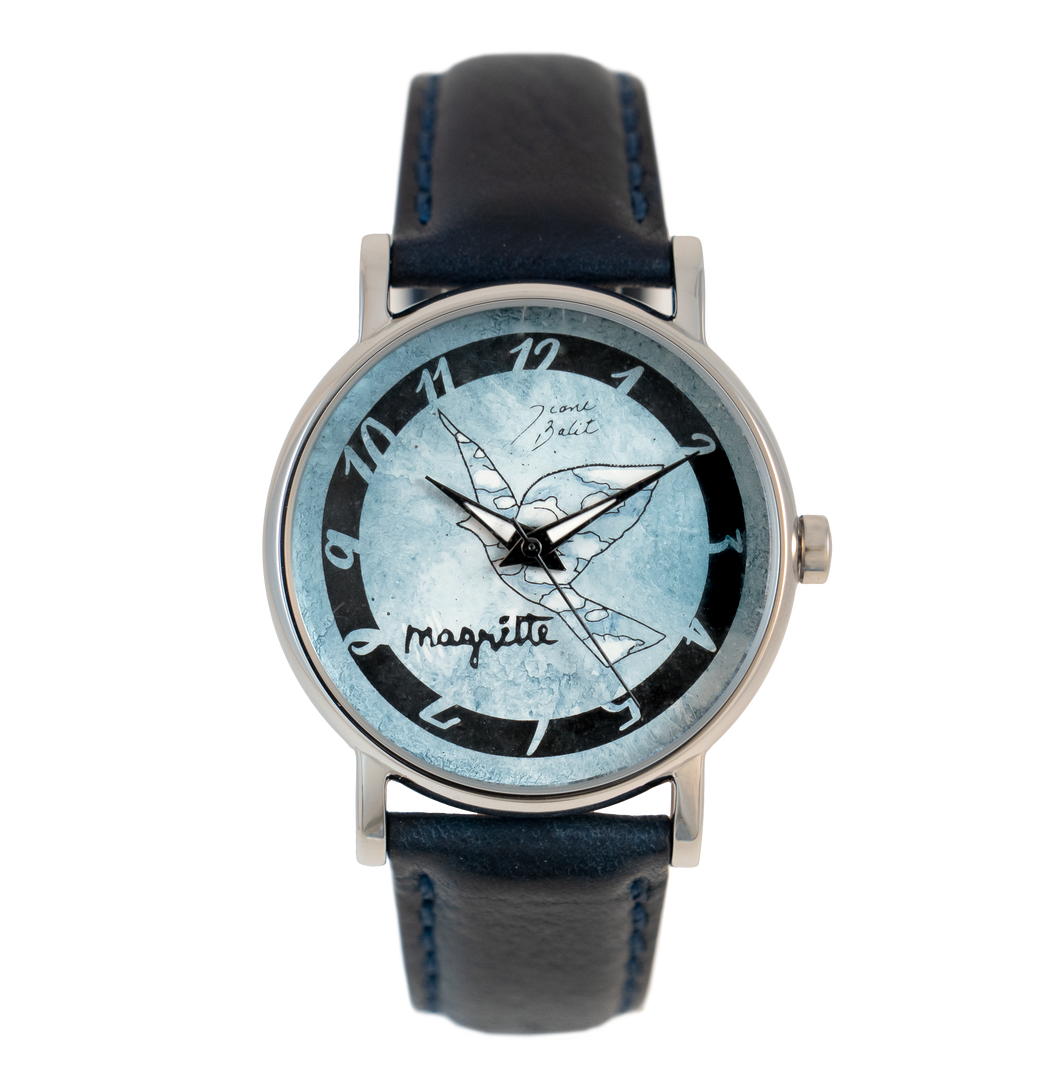 Men's stainless steel watch with leather strap | MAGRITTE