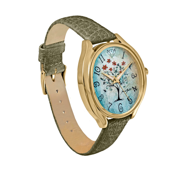 Montre femme nature | ARBRE FLEURS OISEAUX