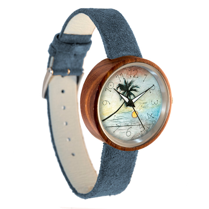 Montre bois exotique voyage | PALMIER COUCHER DE SOLEIL