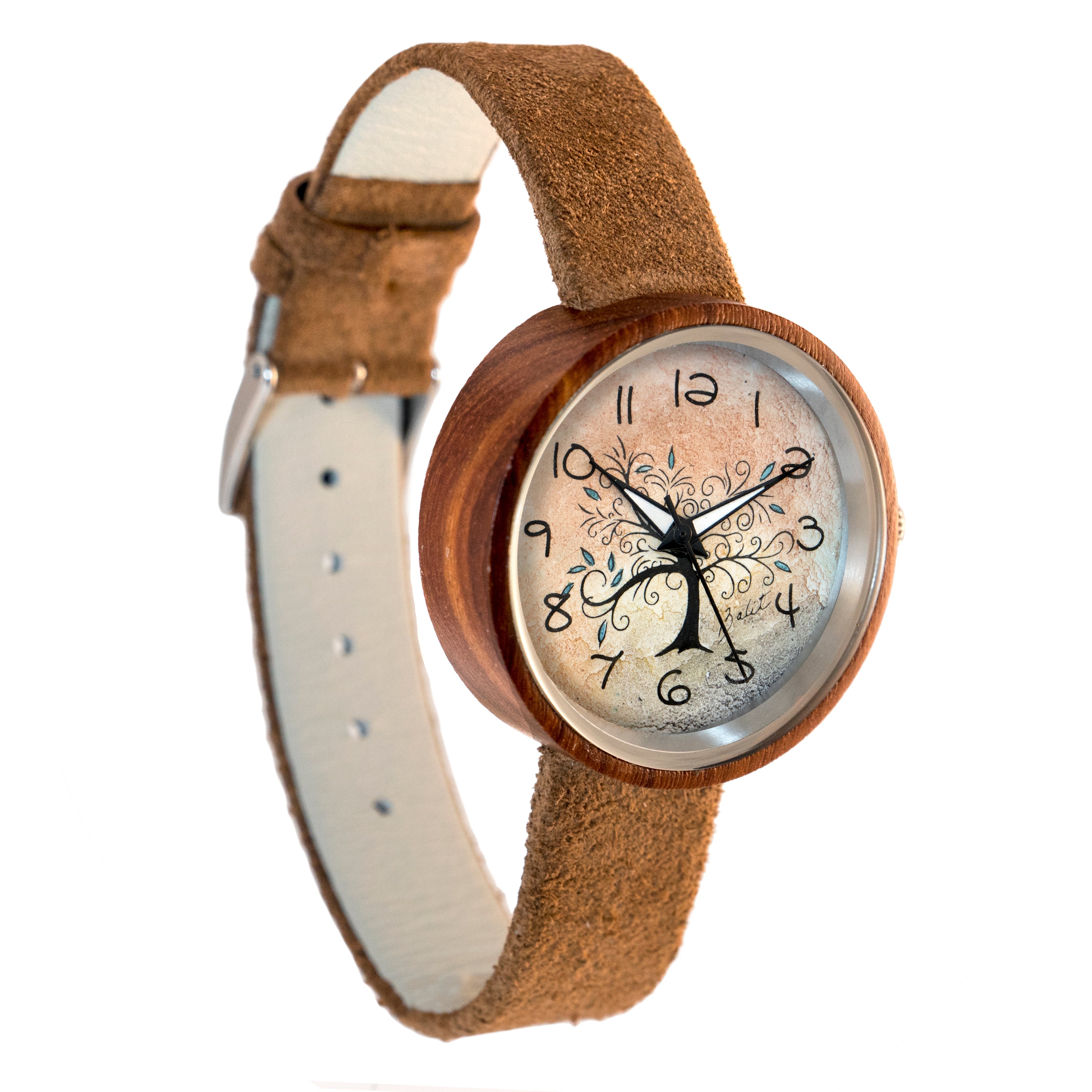 Montre femme bois exotique nature | ARBRE DE VIE AVEC FEUILLES