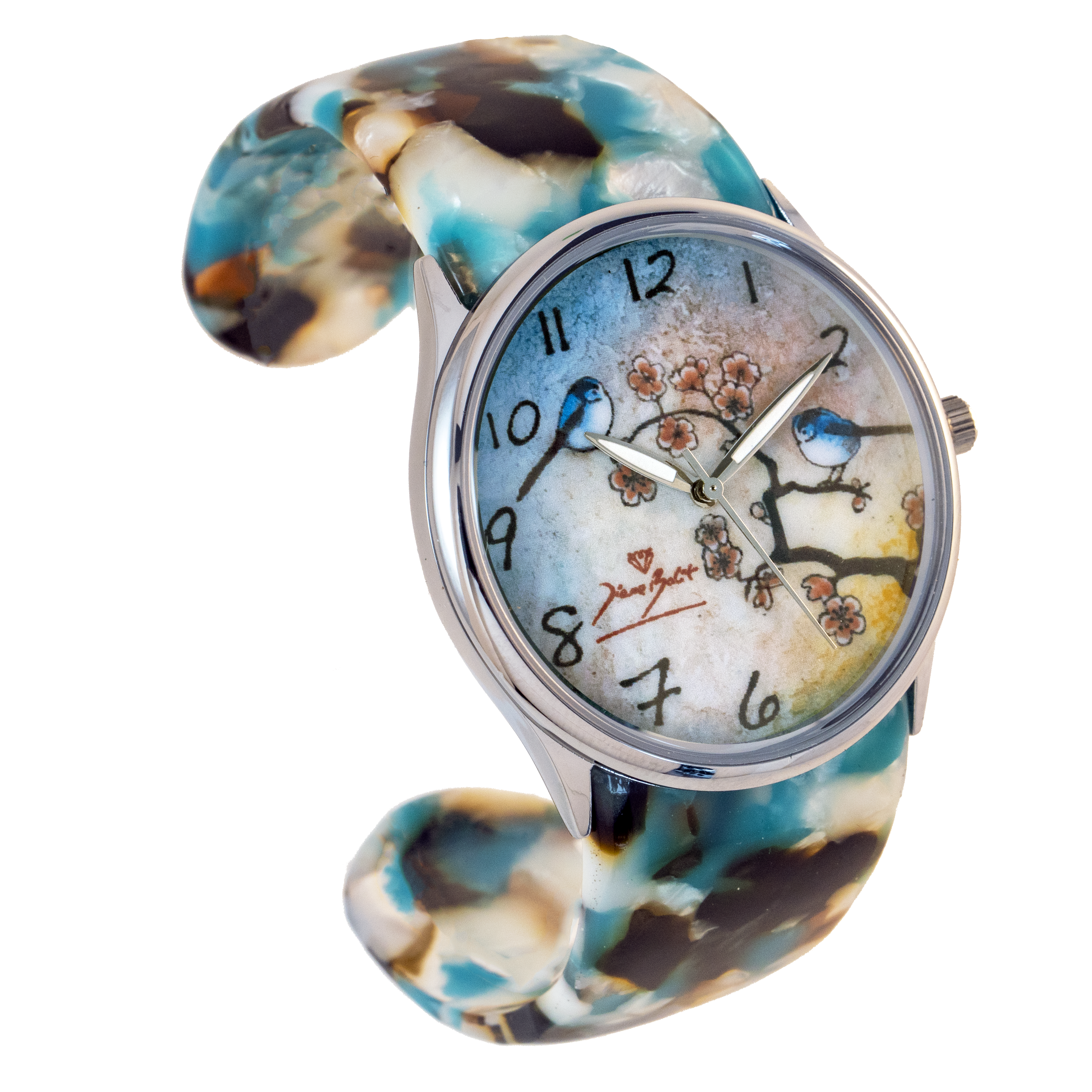 Montre femme fashion bracelet acrylique | CERISIER OISEAUX