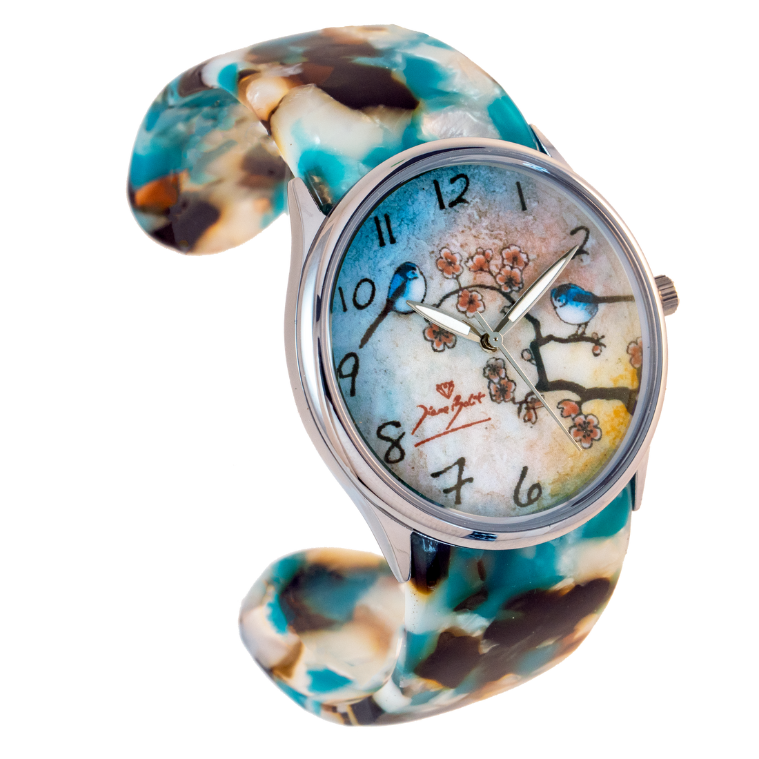 Montre femme fashion bracelet acrylique | CERISIER OISEAUX