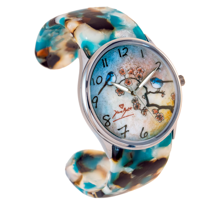 Montre femme fashion bracelet acrylique | CERISIER OISEAUX