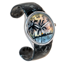 Load image into Gallery viewer, Women&#39;s fashion acrylic bracelet watch | SUNSET PALM TREE
