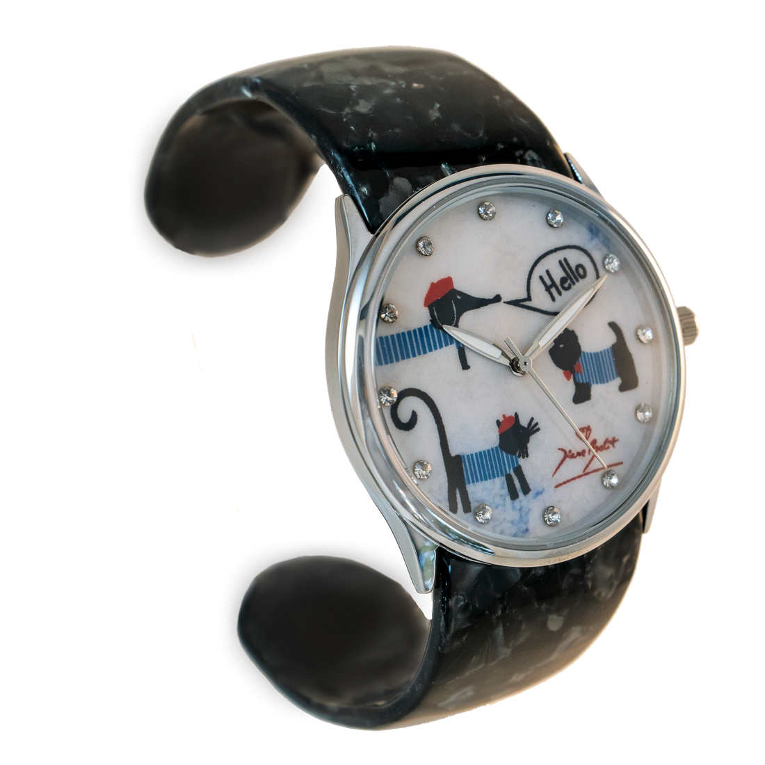 Montre femme fashion bracelet acrylique | CHAT CHIEN HELLO