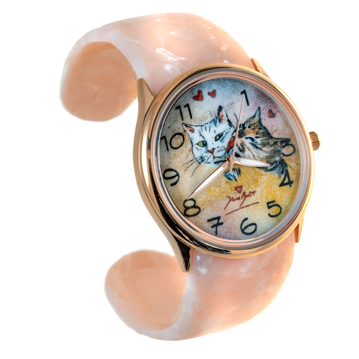 Montre femme fashion bracelet acrylique | DEUX CHATS AMOUREUX