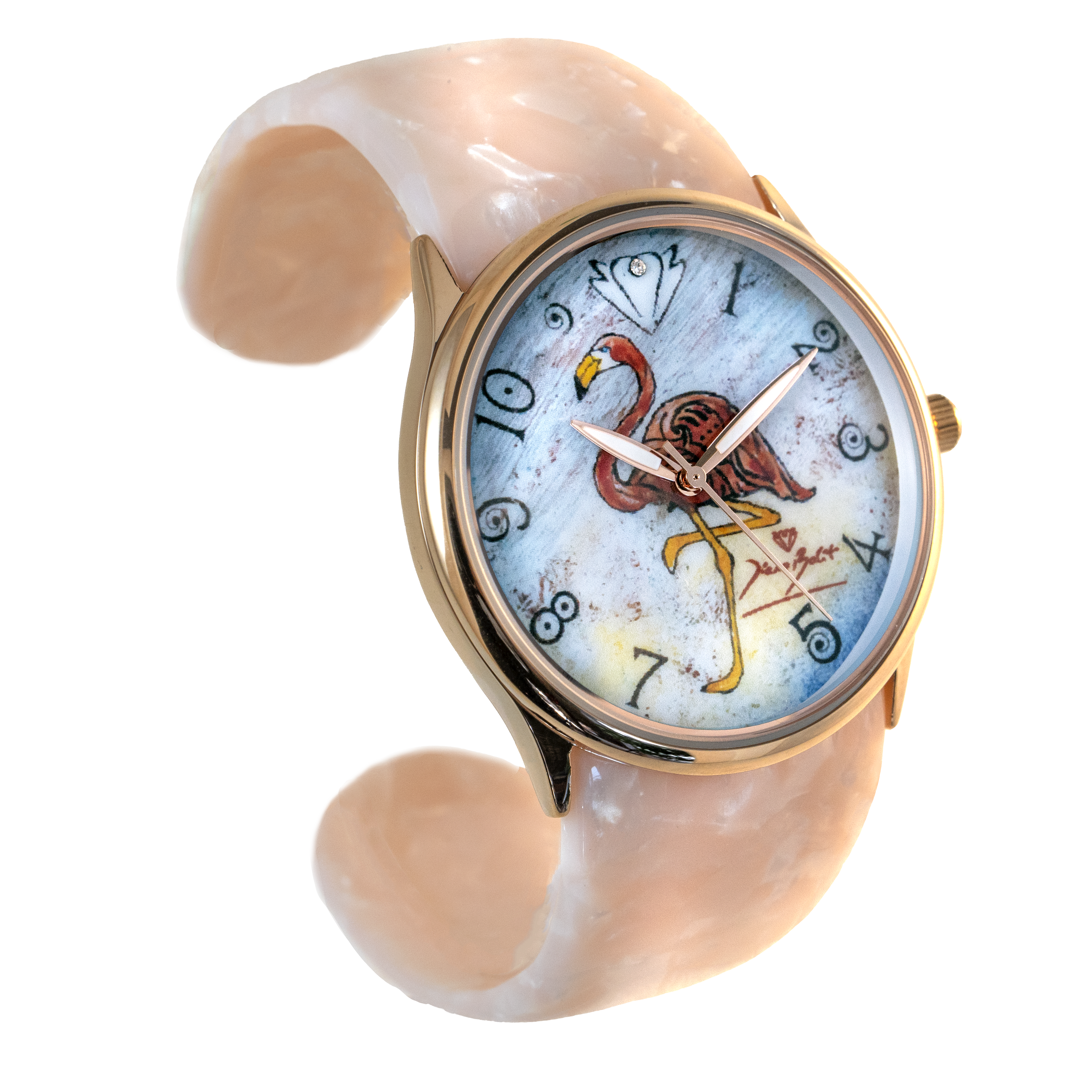 Montre femme fashion bracelet acrylique | FLAMANT ROSE