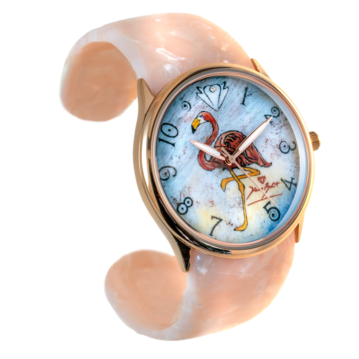 Montre femme fashion bracelet acrylique | FLAMANT ROSE