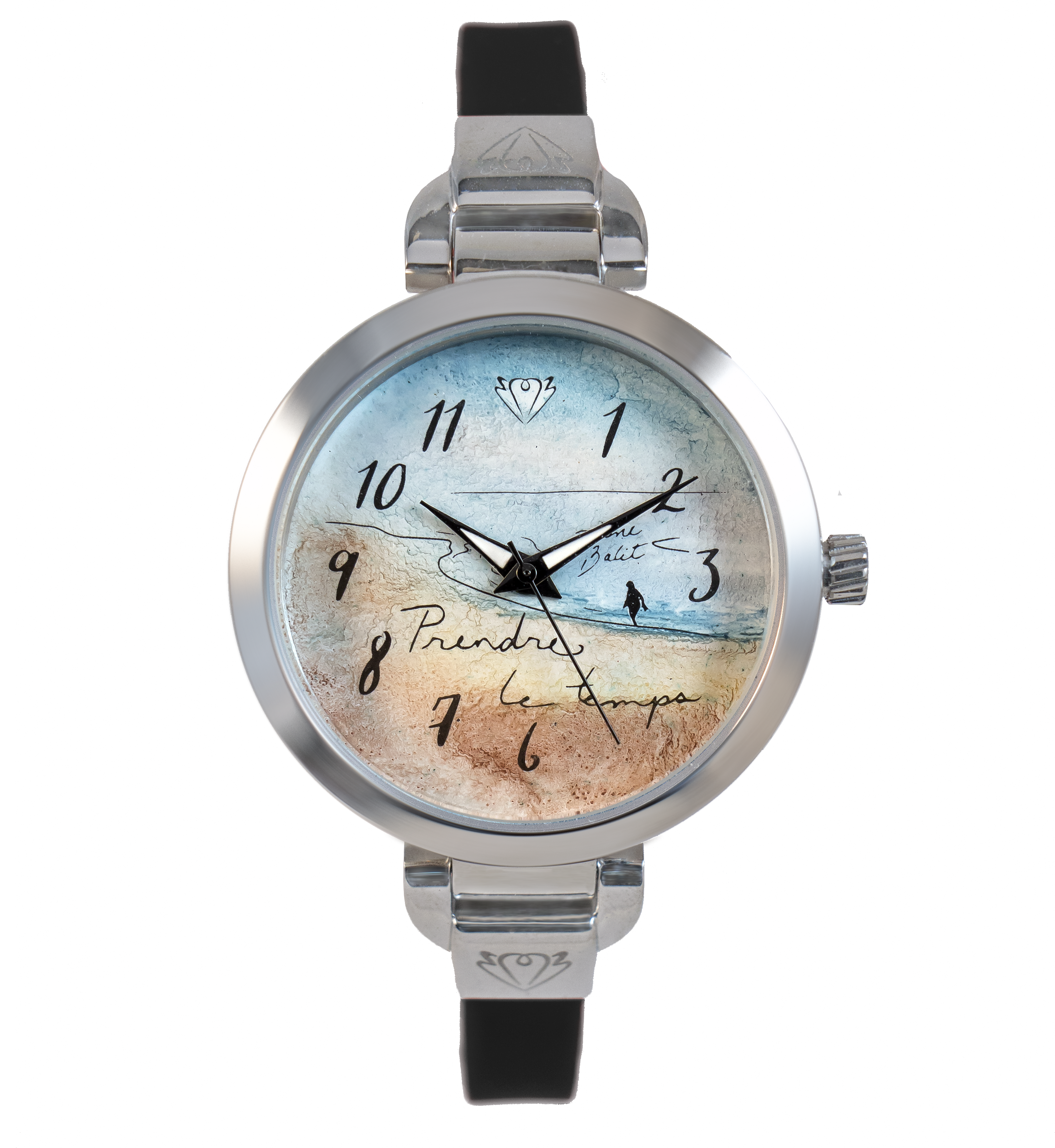 Montre femme unique acier mince bracelet silicone | PRENDRE LE TEMPS