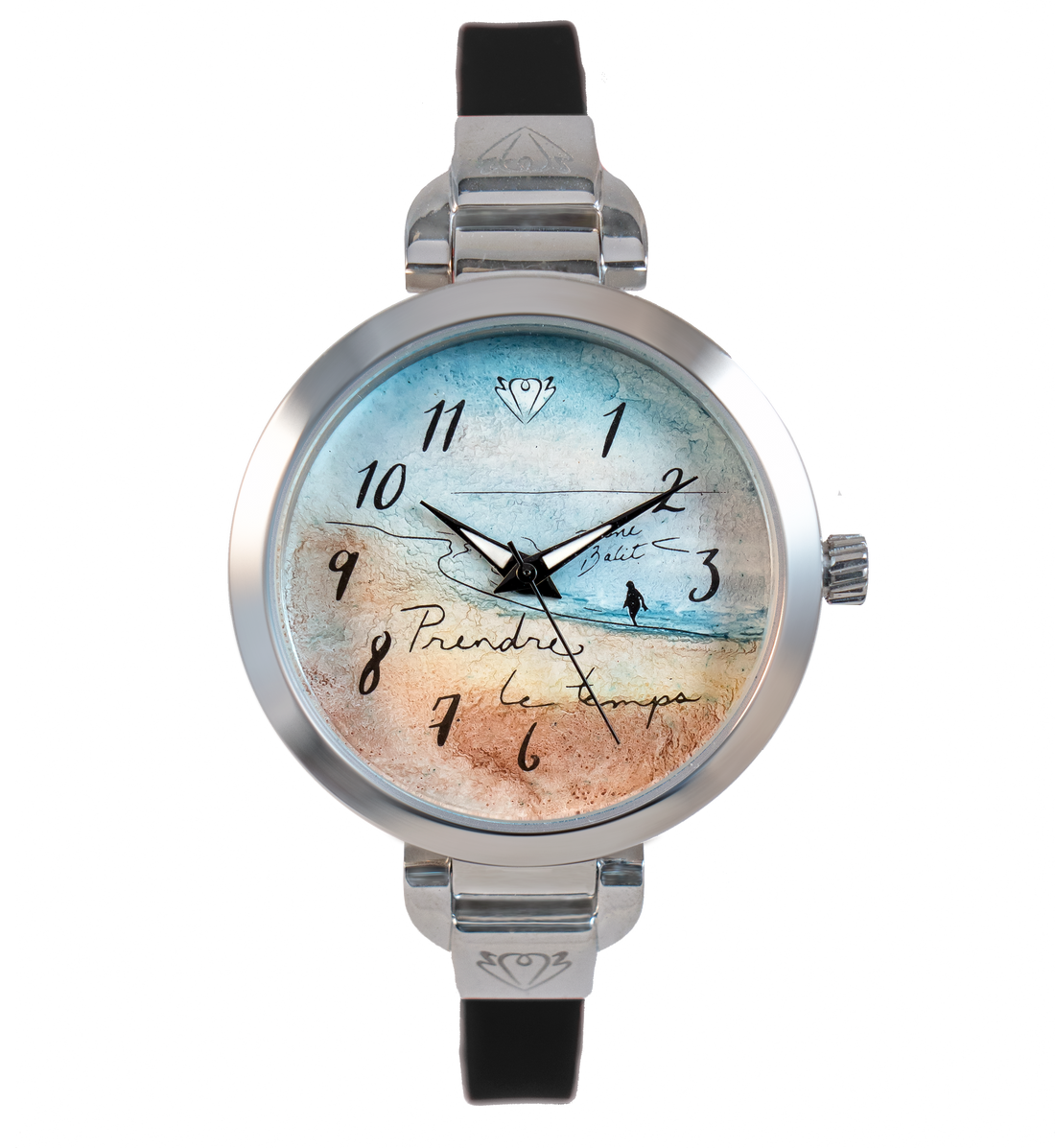 Montre femme unique acier mince bracelet silicone | PRENDRE LE TEMPS