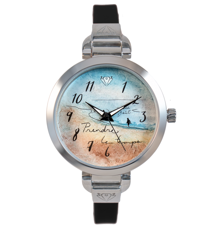 Montre femme unique acier mince bracelet silicone | PRENDRE LE TEMPS