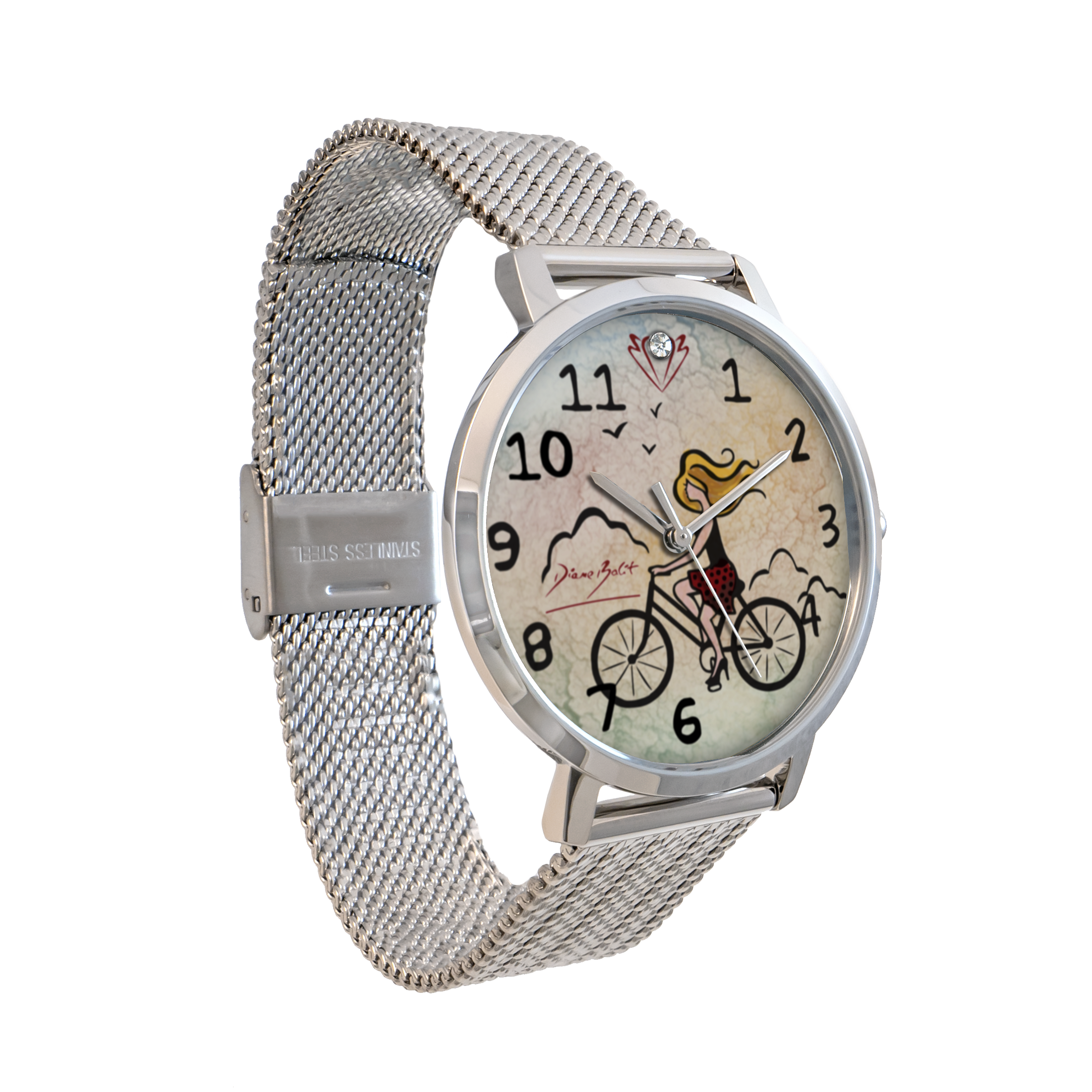 Montre femme bracelet acier inoxydable| FILLE VELO