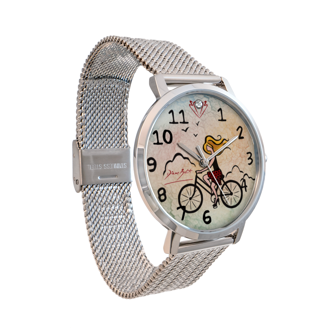 Montre femme bracelet acier inoxydable| FILLE VELO