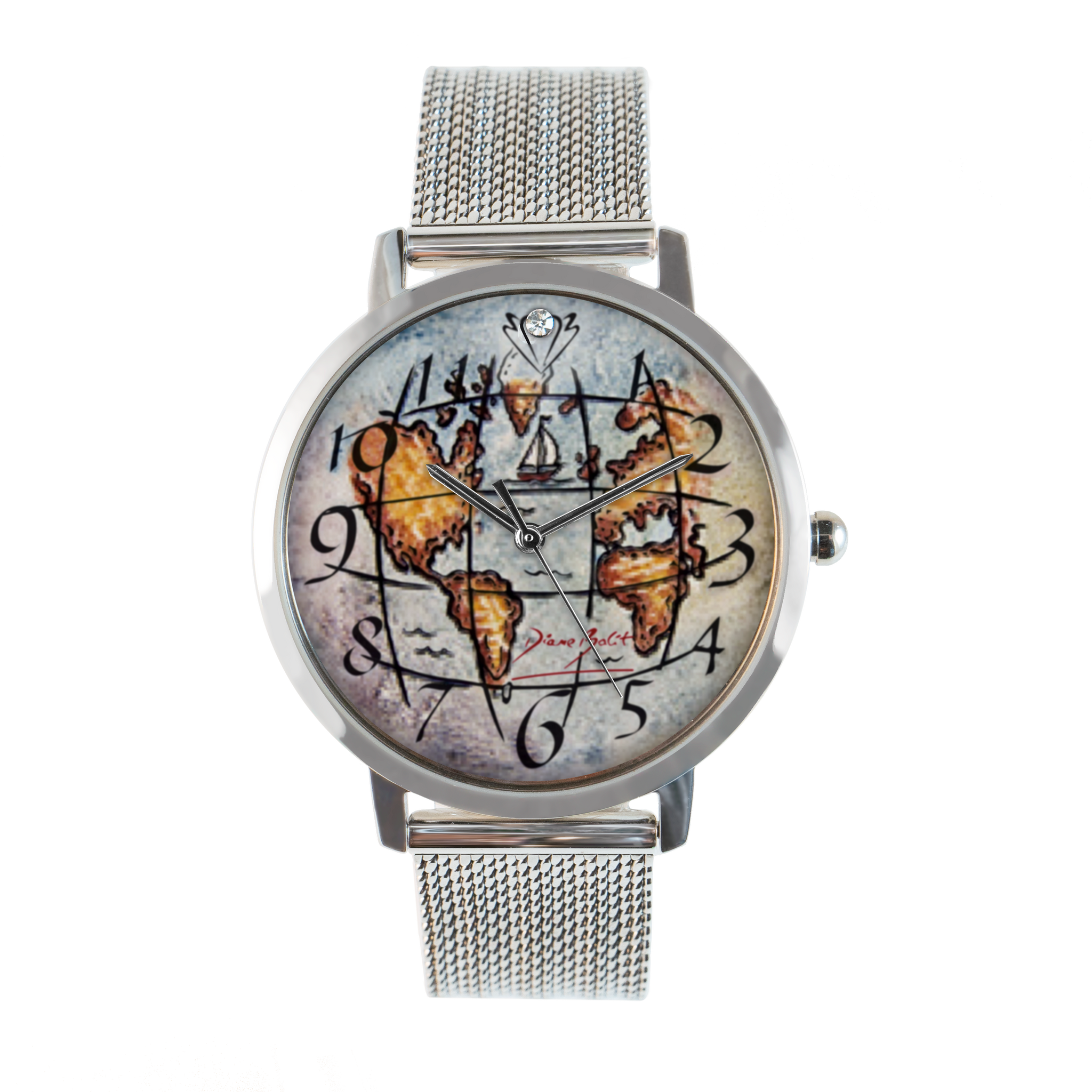montre mappemonde femme