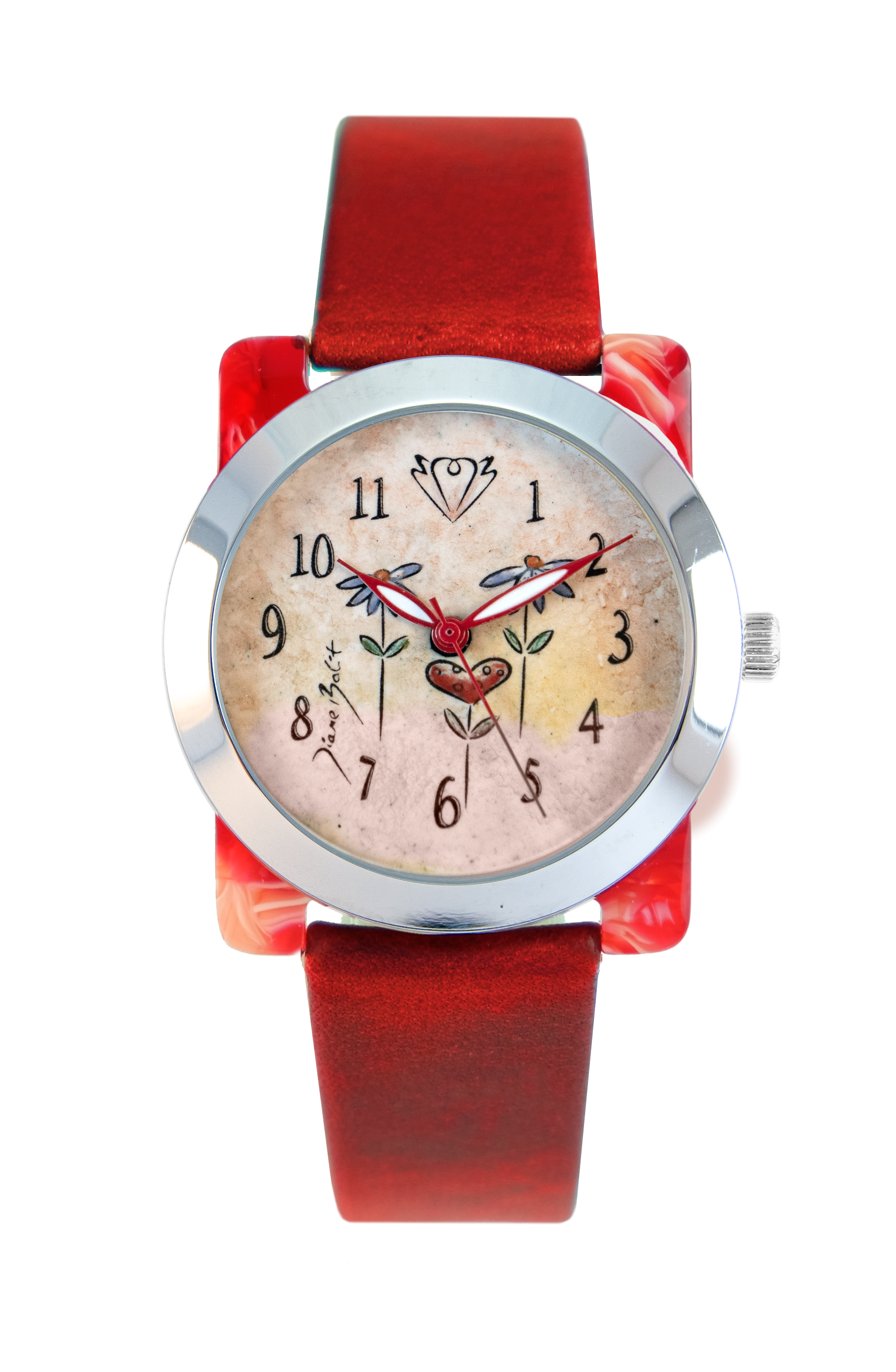 Handcrafted woman's watch heart | HEART FLOWERS