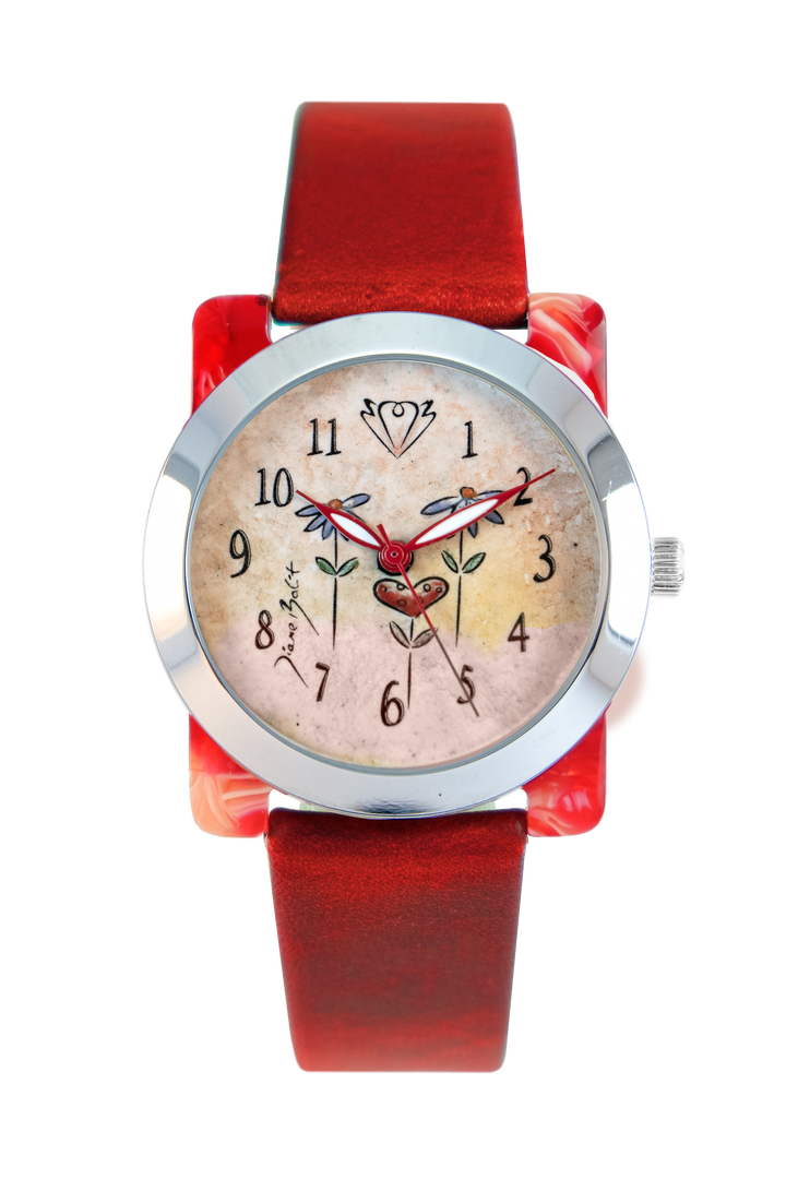 Handcrafted woman's watch heart | HEART FLOWERS
