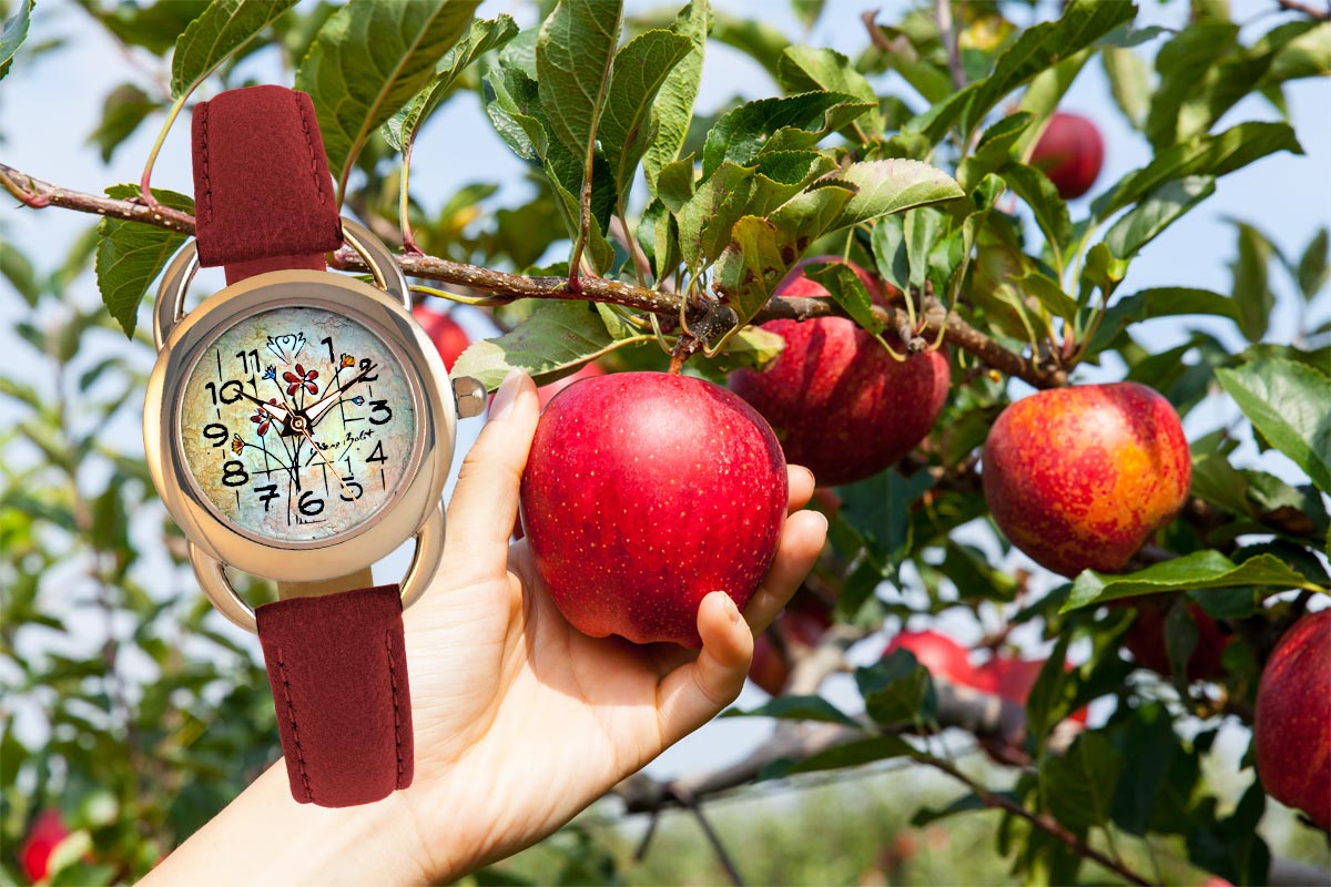 Montre femme nature cuir végane/ FLEURS DES CHAMPS