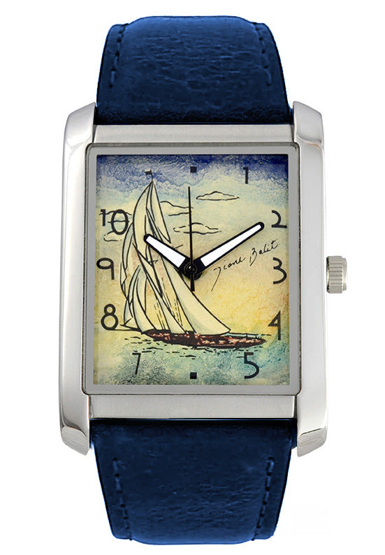 Montre rectangulaire pour homme en acier inoxydable | VOILIER