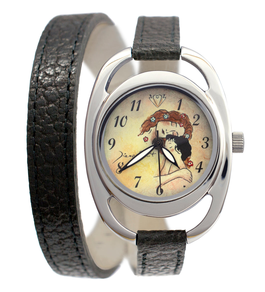 Artistic Women's Watch with Double Leather Strap | KLIMT'S MOTHER AND CHILD
