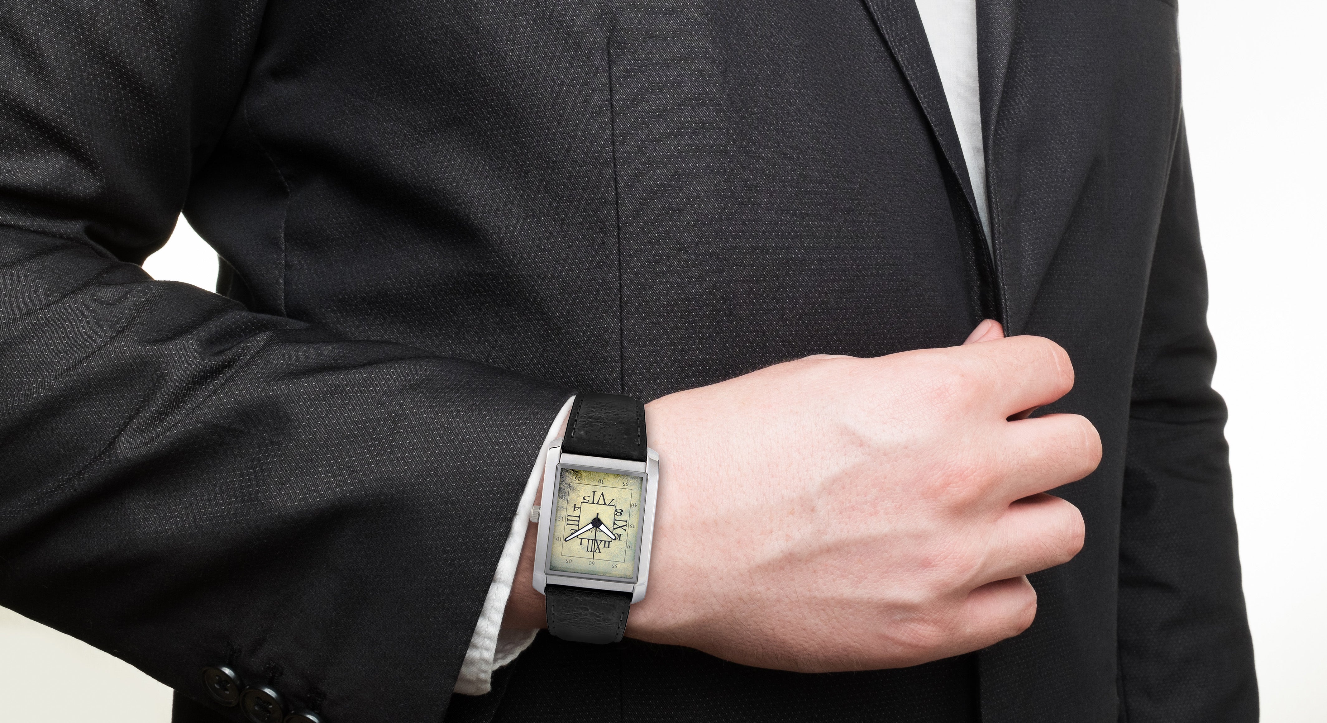 Unique trendy rectangle steel men's watch | NUMBERS