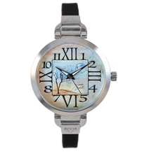 Charger l&#39;image dans la galerie, Montre femme unique acier mince bracelet silicone | CHIFFRES MODERNE AVEC ARBRE ET LUNE
