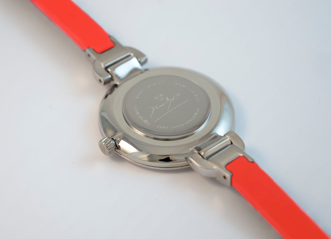 Montre femme peinte à la main acier mince bracelet silicone | DEUX COEURS