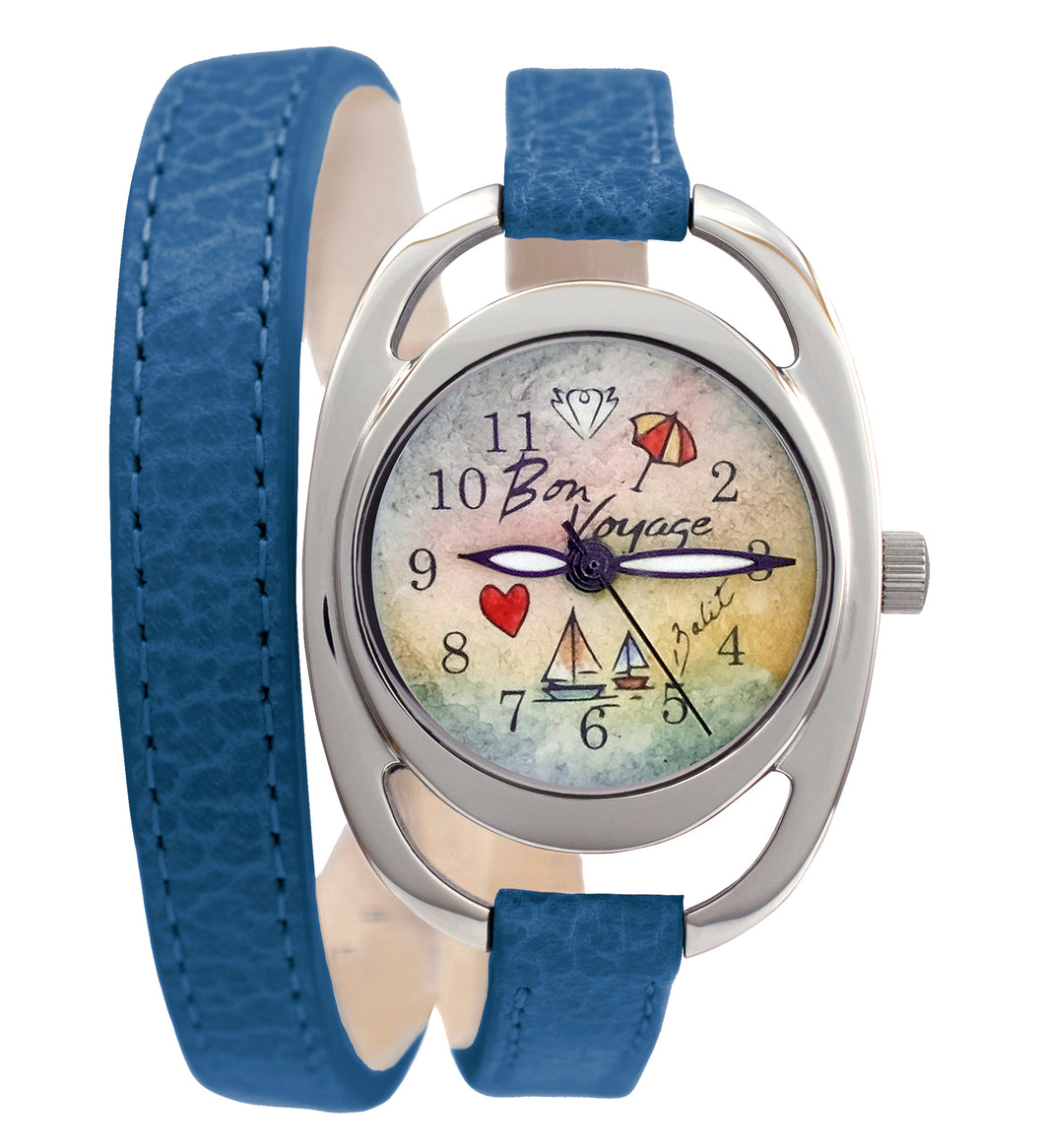 Montre femme vacance bracelet double en cuir | BON VOYAGE