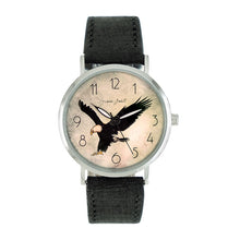 Load image into Gallery viewer, montre pour homme acier et cuir - aigle - fait au Québec
