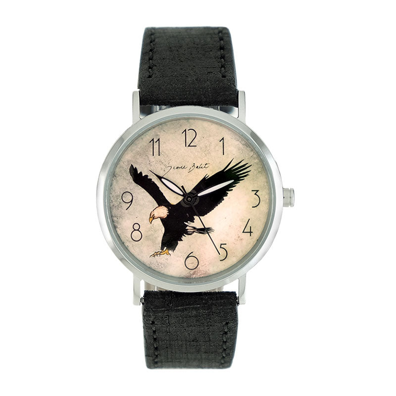 montre pour homme acier et cuir - aigle - fait au Québec