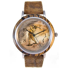 Load image into Gallery viewer, Men&#39;s wood and leather watch | GOLFER
