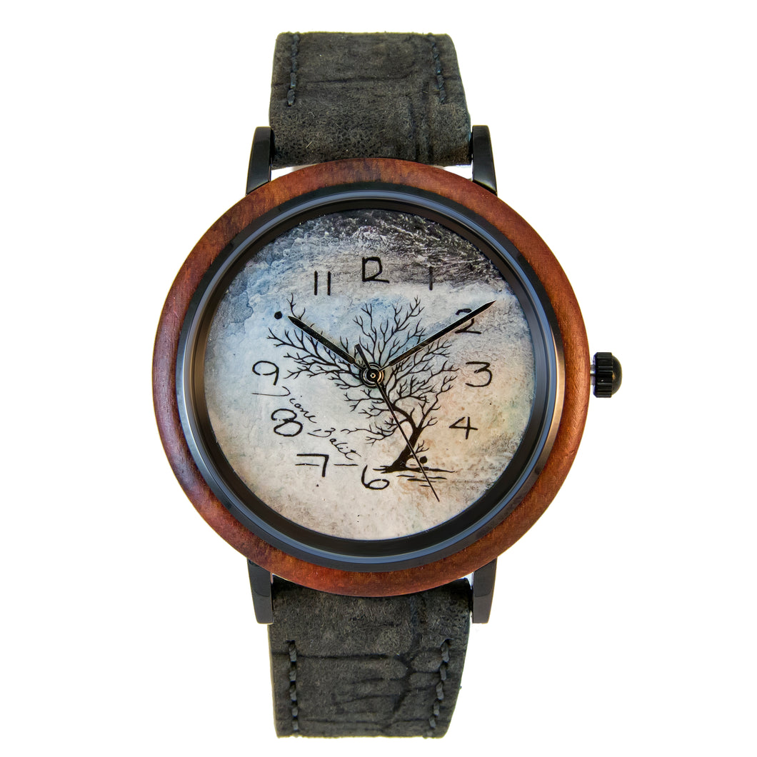 Men's wooden watch with leather strap | TREE