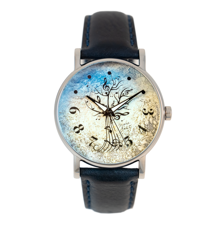 Montre homme acier inoxydable bracelet cuir |  ARBRE MUSIQUE