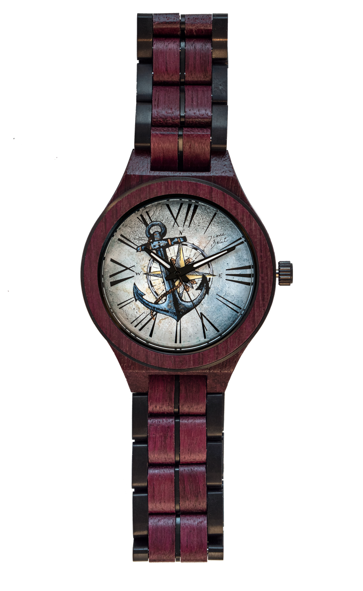 Montre pour homme en bois exotique | ANCRE ET ROSE DES VENTS
