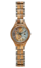 Load image into Gallery viewer, Men&#39;s watch in exotic wood | COMPASS AND WORLD MAP
