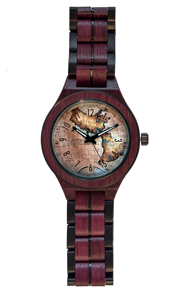 Montre pour homme en bois exotique | ANCIENNE MAPPEMONDE