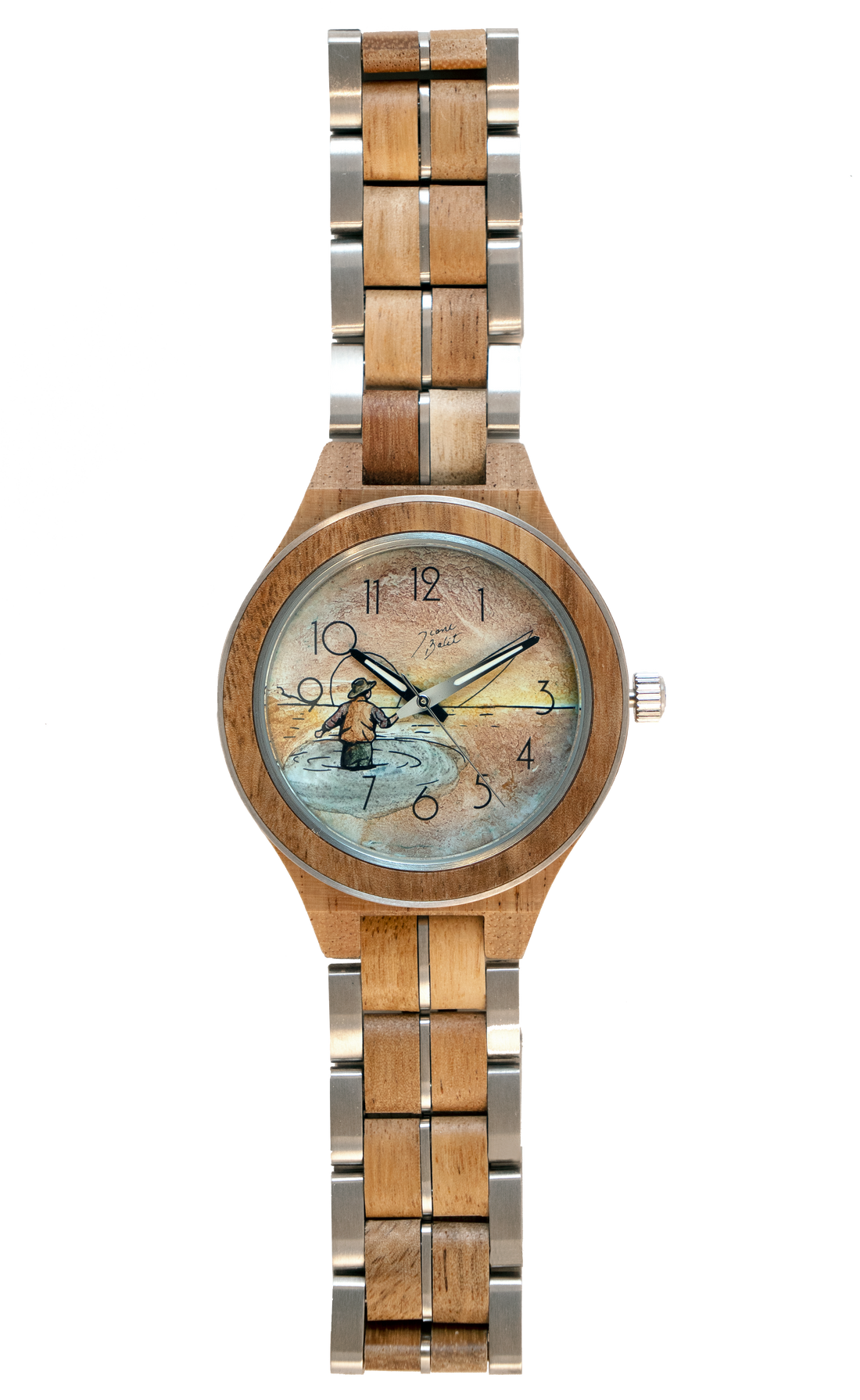 Montre pour homme en bois  exotique  | PÊCHEUR À LA MOUCHE