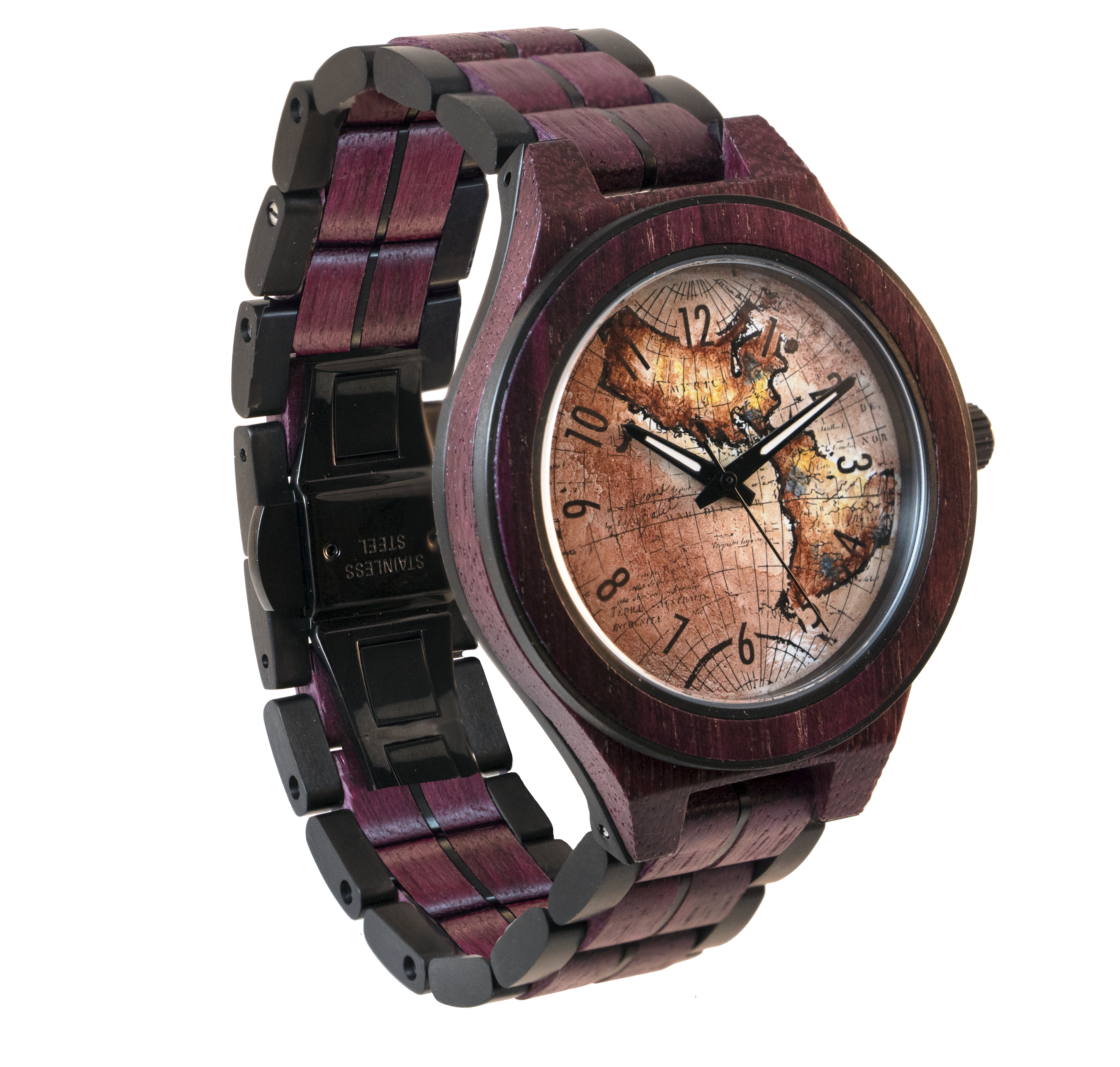 Montre pour homme en bois exotique | ANCIENNE MAPPEMONDE