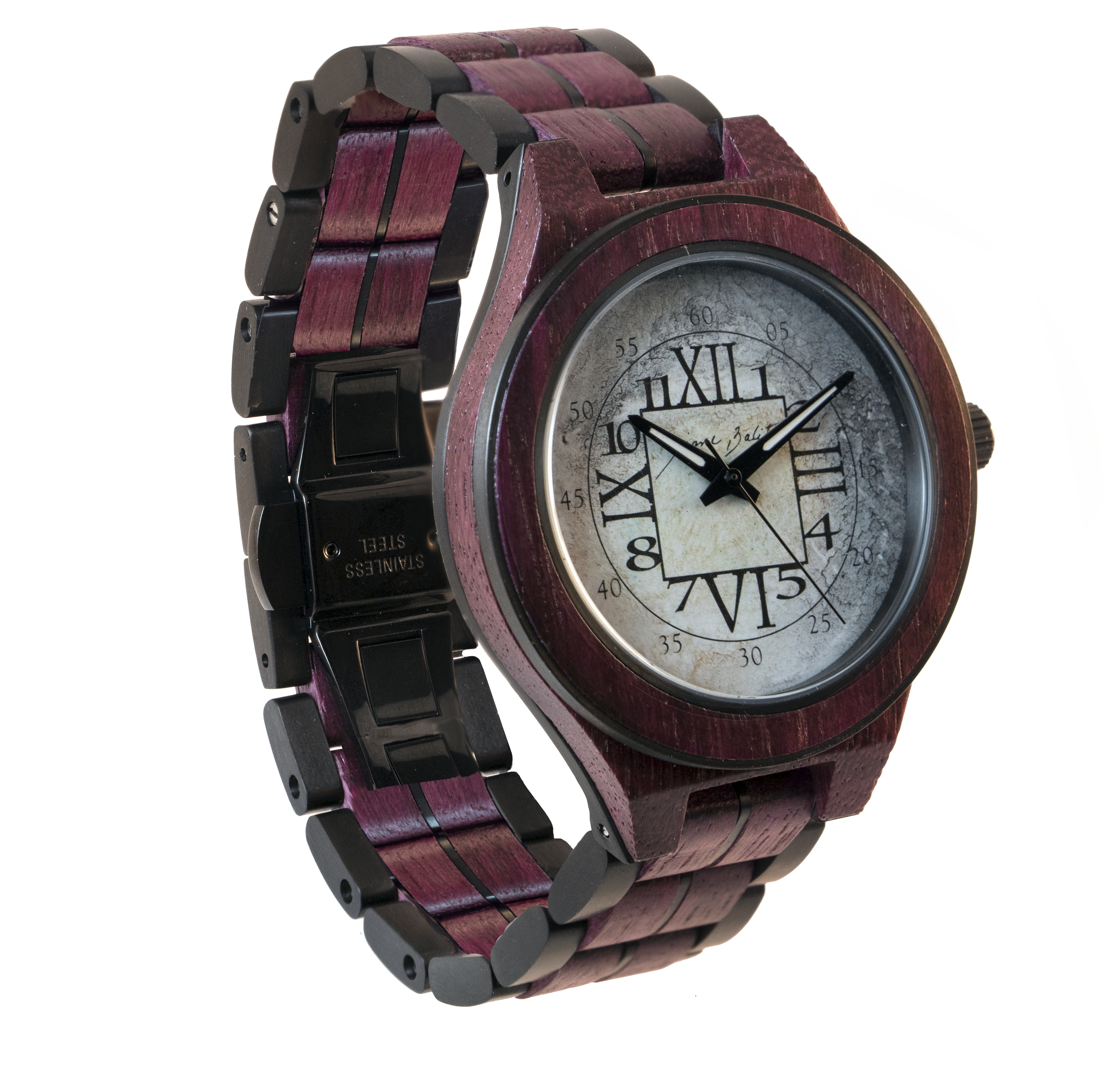 Montre pour homme en bois exotique | CHIFFRES ARABE ET ROMAIN